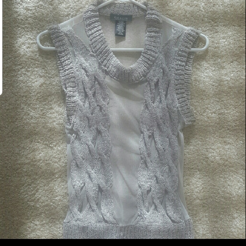 Sleeveless Sweater w/ Sheer Midsection